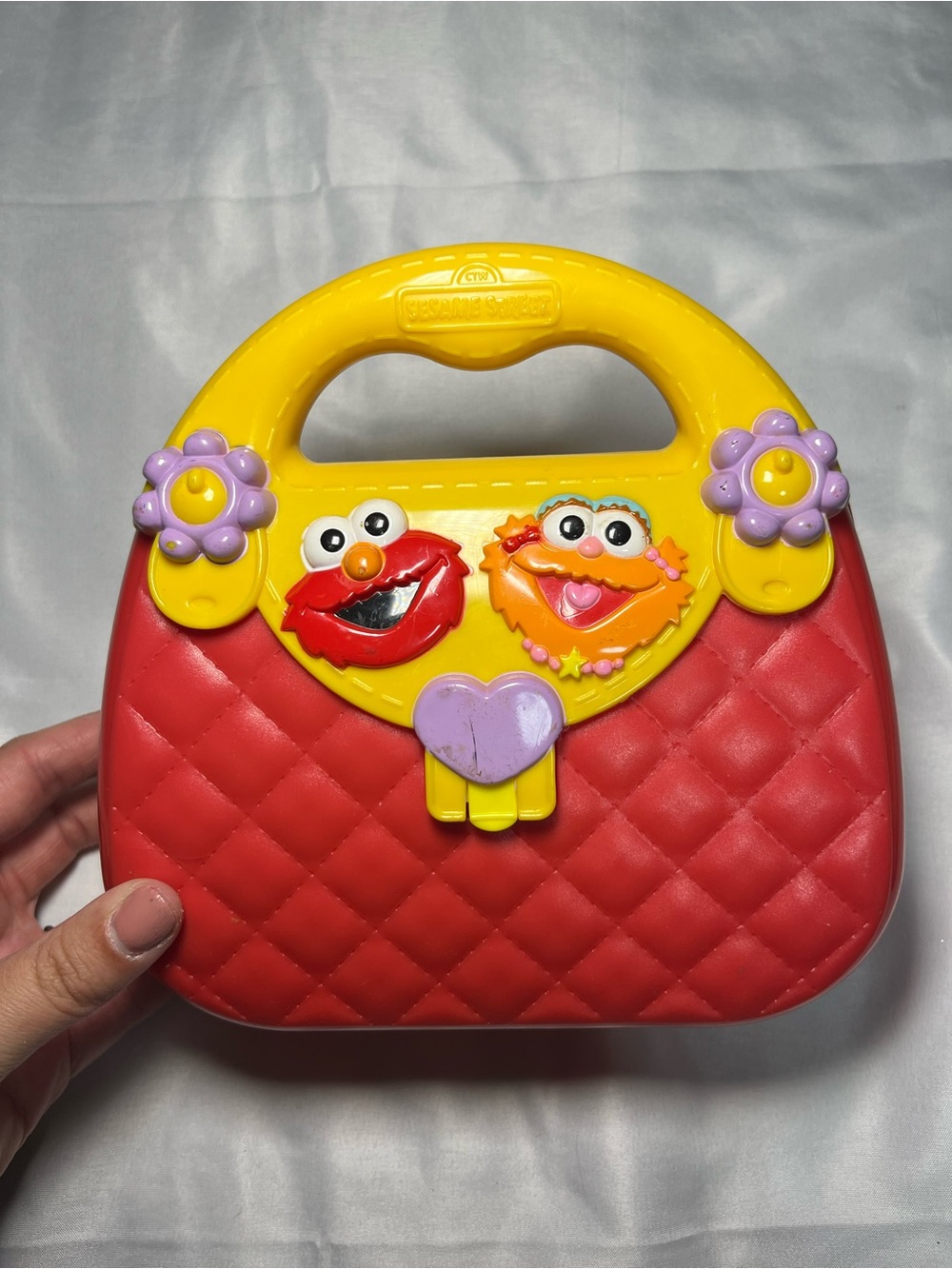 Vintage 1999 Mattel Sesame Street Elmo Zoe Pink Quilted Hard Plastic Purse